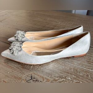 Badgley Mischka Silver Embellished Flats